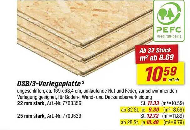 OSB/3-Verlegeplatte, 22 mm stark