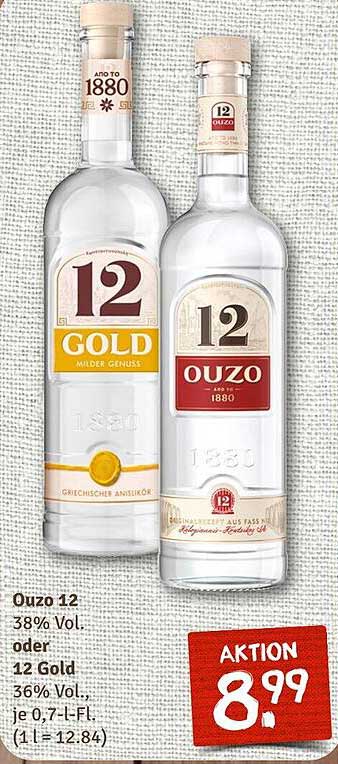 Ouzo 12 38% Vol. oder 12 Gold 36% Vol., je 0,7-L-Fl.