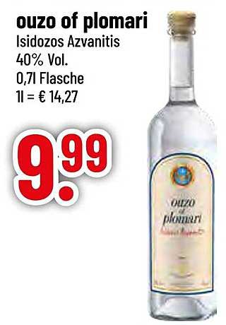 ouzo of plomari Isidozos Azvanitis 40% Vol. 0,71 Flasche