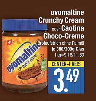 Ovomaltine Crunchy Cream oder Caotina Choco-Creme 380g/300g Glas