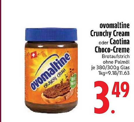 ovomaltine Crunchy Cream oder Caotina Choco-Creme
