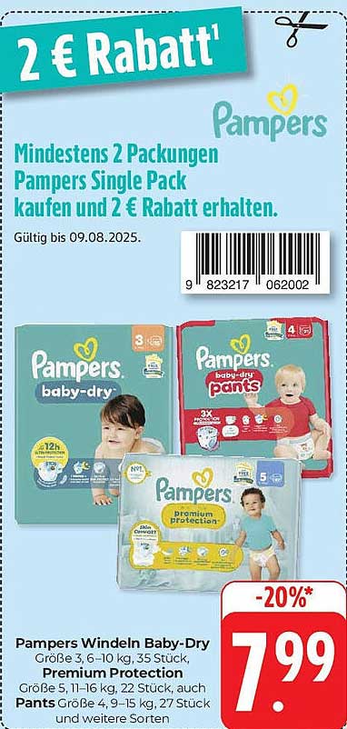 Pampers Windeln Baby-Dry und Premium Protection im Angebot