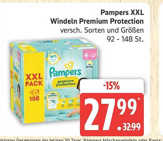 Pampers XXL Windeln Premium Protection versch. Sorten und Größen 92 - 148 St.