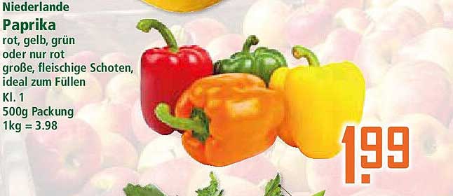 Paprika 500g Packung - Rot, Gelb und Grün