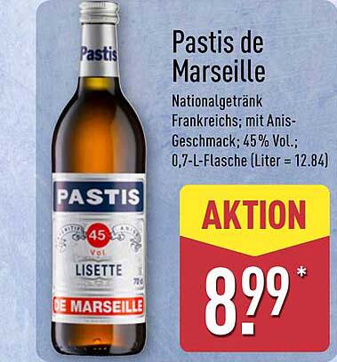 Pastis de Marseille 0,7 L - Aktion