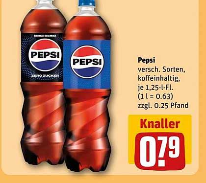 Pepsi 1,25-Liter-Flasche, verschiedene Sorten, koffeinhaltig