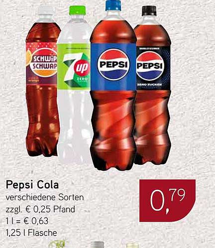 Pepsi Cola verschiedene Sorten zzgl. € 0,25 Pfand