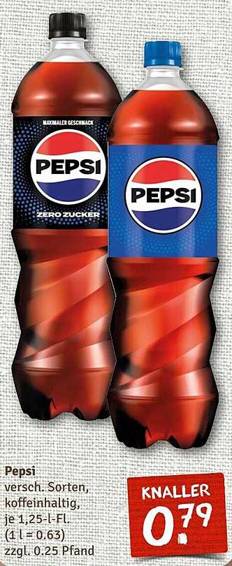 Pepsi verschiedene Sorten, koffeinhaltig, je 1,25 l