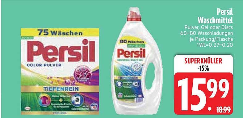 Persil Waschmittel - Pulver, Gel oder Discs 60-80 Waschladungen