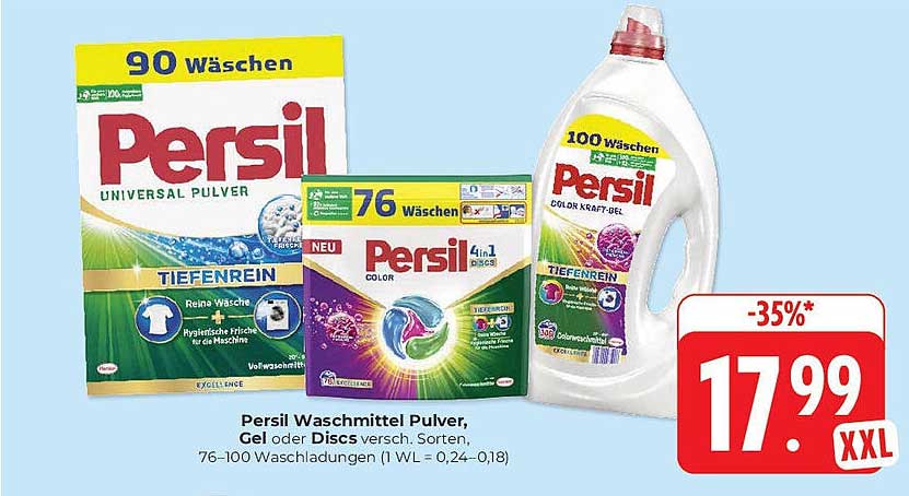 Persil Waschmittel Pulver, Gel oder Discs versch. Sorten, 76-100 Waschladungen