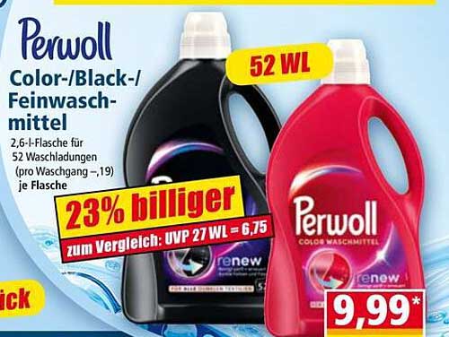 Perwoll Color-/Black-/Feinwaschmittel 2,6 l für 52 Waschladungen