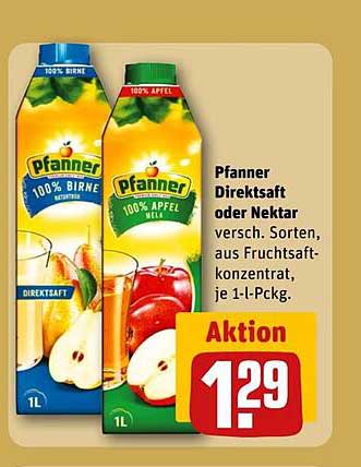 Pfanner Direktsaft oder Nektar – 1L-Packung für nur 1,29 €