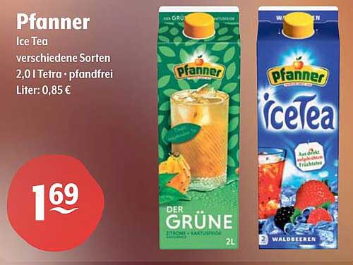 Pfanner Ice Tea - verschiedene Sorten, 2,0 l Tetra
