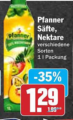 Pfanner Säfte, Nektare verschiedene Sorten 1 l Packung