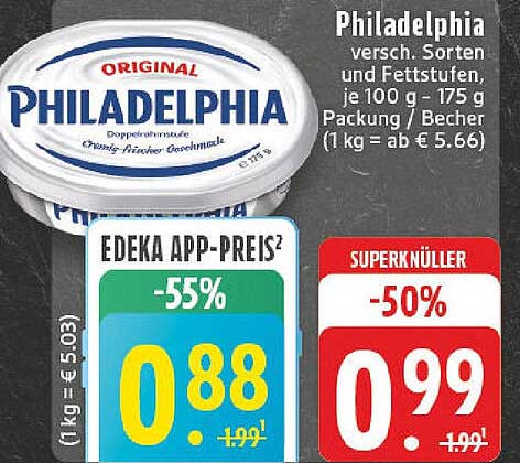 Philadelphia Frischkäse – verschiedene Sorten und Fettstufen