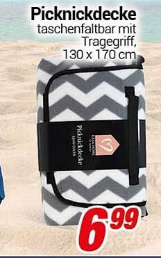 Picknickdecke taschenfaltbar mit Tragegriff, 130 x 170 cm