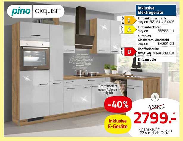 pino exquisit Küchenzeile inkl. Elektrogeräte – 40% reduziert!