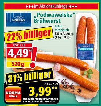 "Podwawelska" Brühwurst von Morliny - 520 g