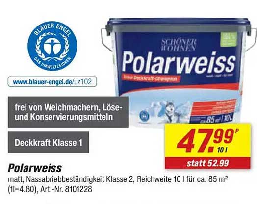 Polarweiss Wandfarbe - Matt und Hochwertig