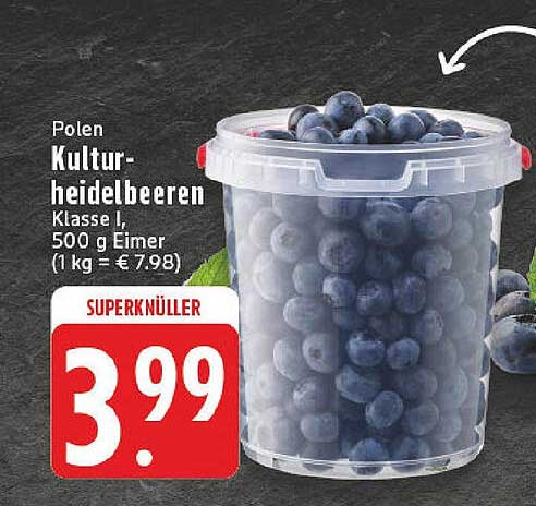 Polen Kulturheidelbeeren Klasse I, 500 g Eimer