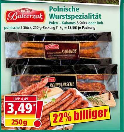 Polnische Wurst Spezialität – Kabanos und Rohpolnische 2 Stück, 250-g-Packung