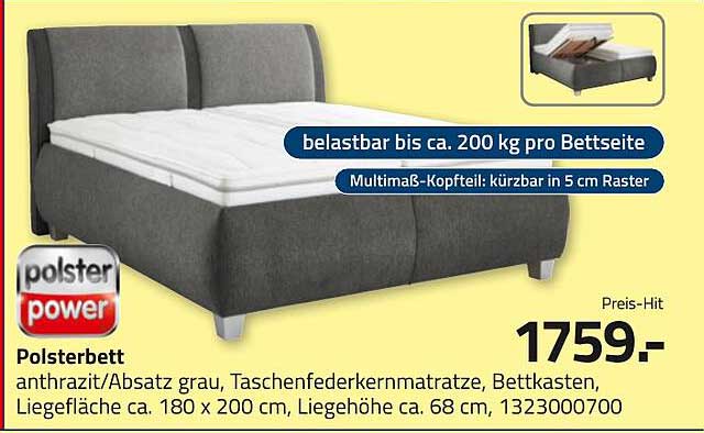 Polsterbett anthrazit - Preis-Hit!
