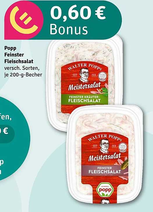 Popp Feiner Fleischsalat - 200-g-Becher, verschiedene Sorten