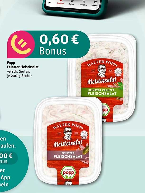 Popp Feinster Fleischsalat - 200-g-Becher, verschiedene Sorten