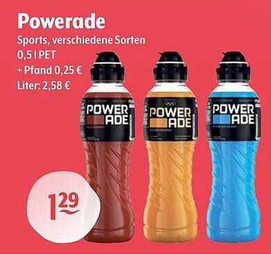 Powerade Sports, verschiedene Sorten 0,5 l PET