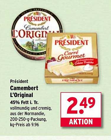 Président Camembert L'Original 200-250 g - Aktion