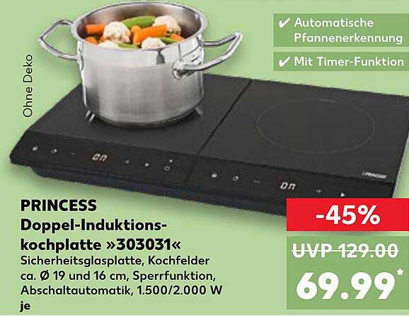 PRINCESS Doppel-Induktionskochplatte »303031«