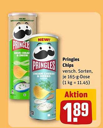 Pringles Chips - verschiedene Sorten, je 165-g-Dose