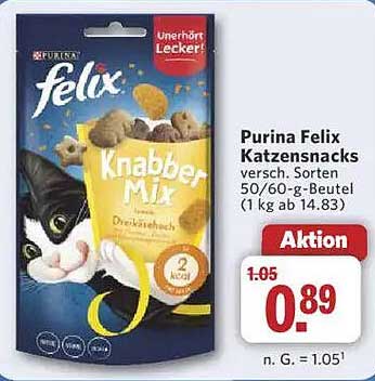 Purina Felix Katzensnacks Knabber Mix 50/60-g-Beutel