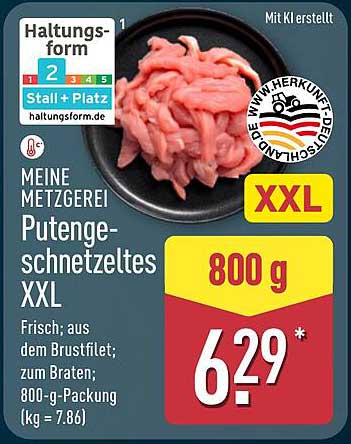 Puten-Geschnetzeltes XXL 800 g - Frisch aus dem Brustfilet