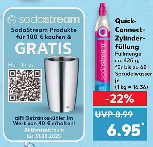 Quick-Connect-Zylinder-Füllung – Füllmenge ca. 425 g für bis zu 60 l Sprudelwasser