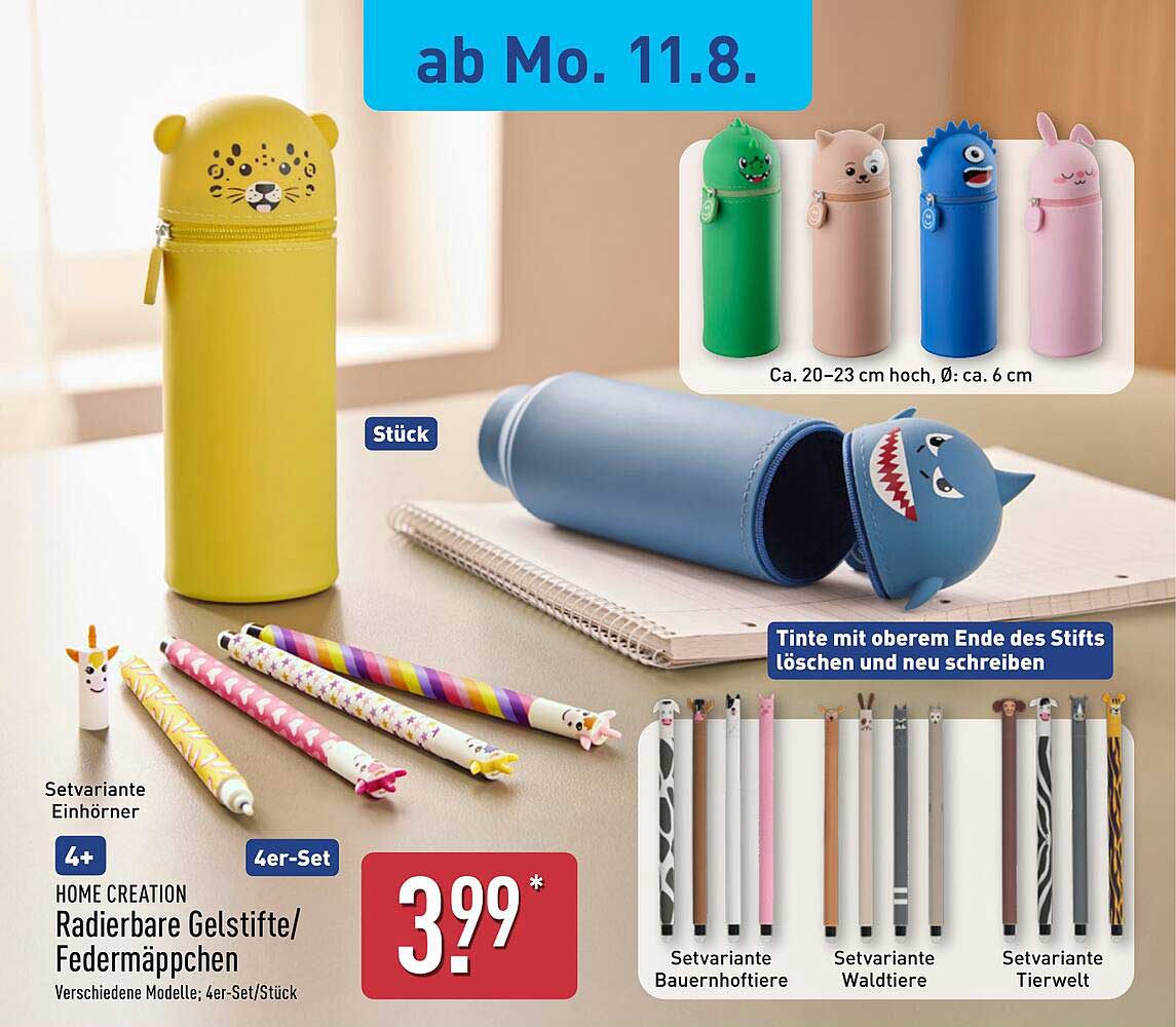 Radierbare Gelstifte und Federmäppchen von HOME CREATION