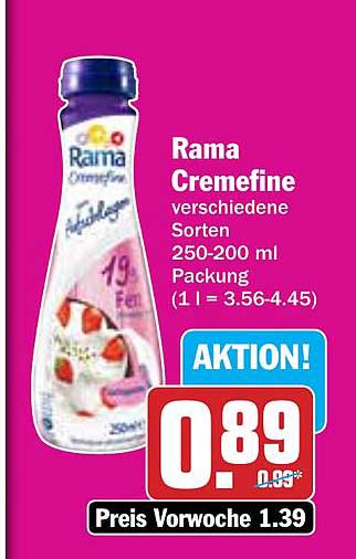 Rama Cremefine verschiedene Sorten 250-200 ml