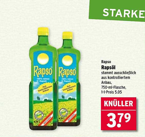 Rapso Rapsöl 750 ml zum Schnäppchenpreis