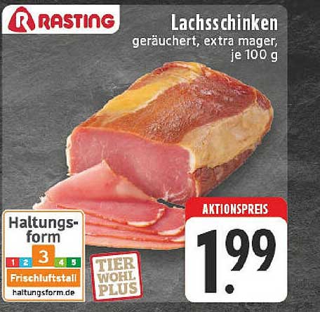 Rasting Lachsschinken geräuchert, extra mager, je 100 g