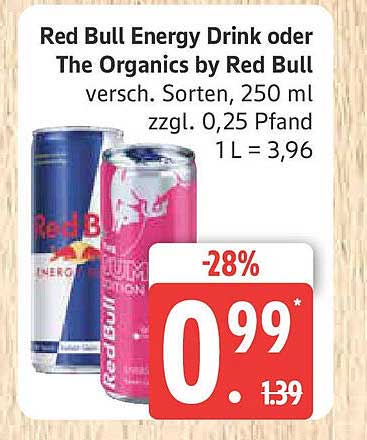Red Bull Energy Drink oder The Organics by Red Bull, 250 ml