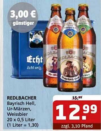 REDLBACHER Bayrisch Hell, Ur-Märzen, Weissbier 20 x 0,5 Liter