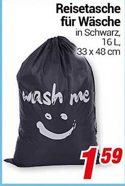 Reisetasche für Wäsche in Schwarz, 16 L, 33 x 48 cm