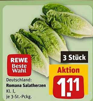 REWE Beste Wahl Romana Salatherzen, 3 Stück