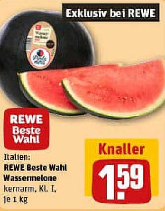REWE Beste Wahl Wassermelone kernarm, KL I, je 1 kg