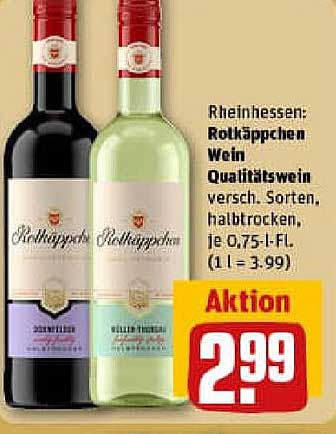 Rheinhessen: Rotkäppchen Wein Qualitätswein versch. Sorten, halbtrocken, je 0,75 l