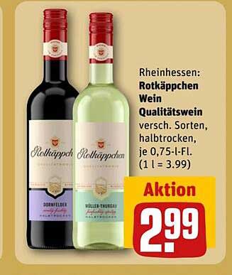 Rheinhessen: Rotkäppchen Wein Qualitätswein verschiedene Sorten