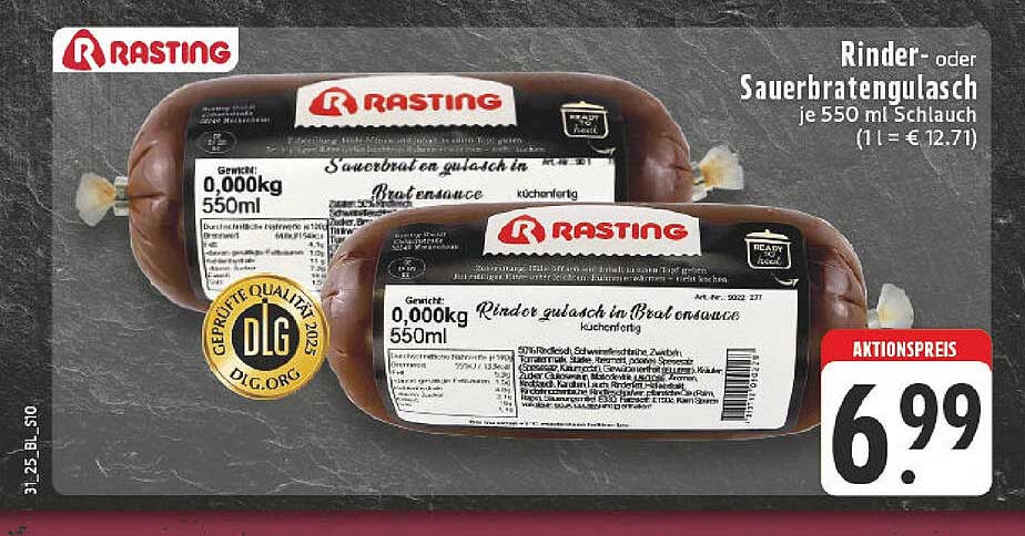 Rinder- oder Sauerbraten gulasch je 550 ml Schlauch