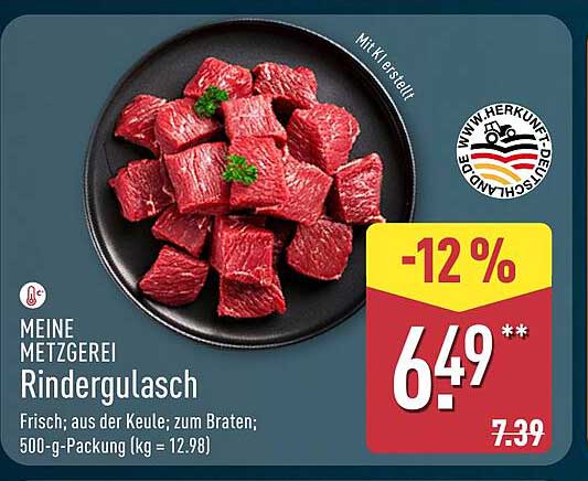 Rindergulasch - Frisch aus der Keule, zum Braten