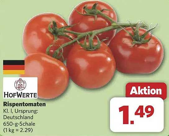Rispentomaten Kl. I, Ursprung: Deutschland, 650-g-Schale