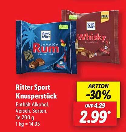 Ritter Sport Knusperstück - Jamaica Rum und Whisky
